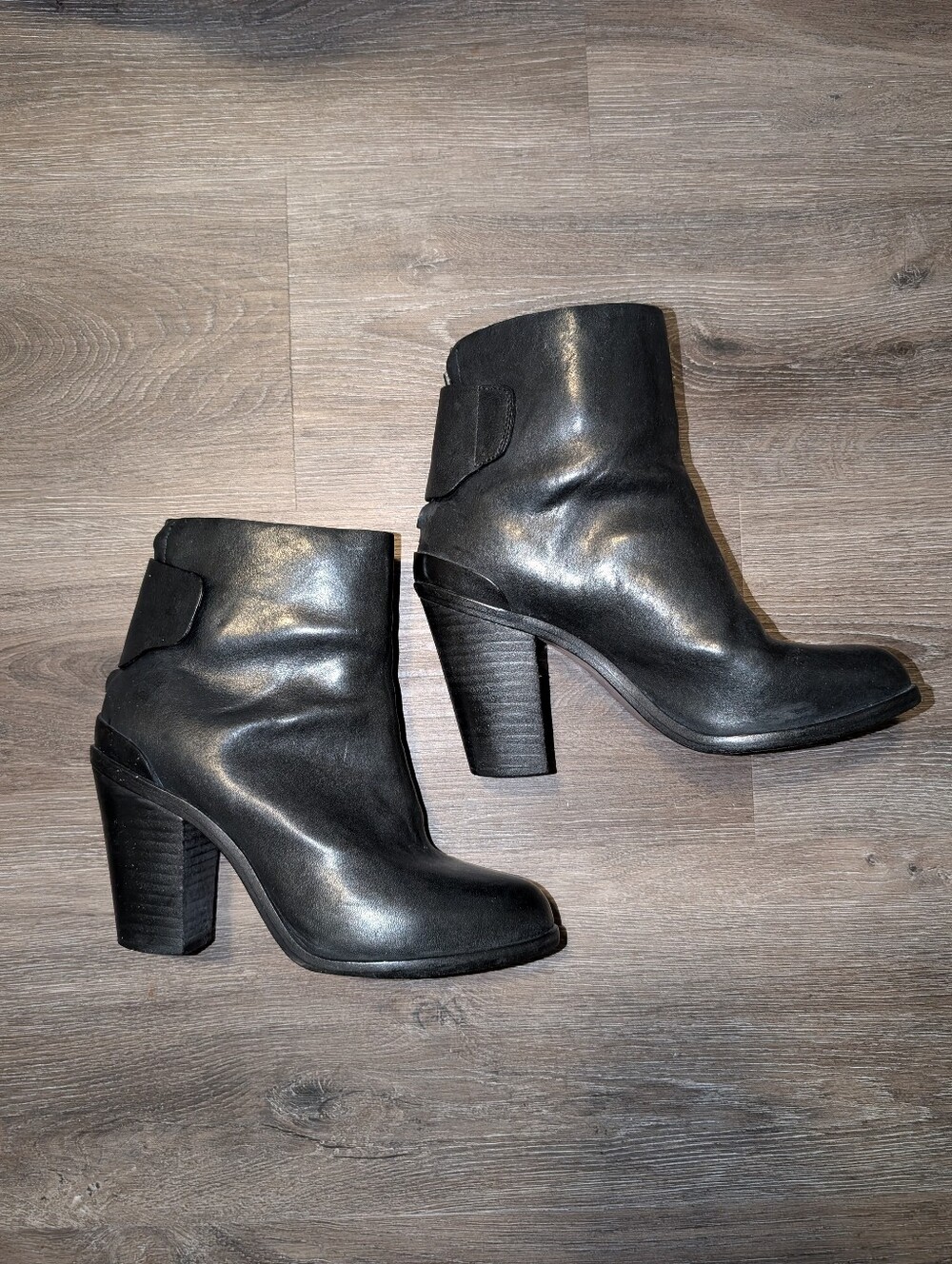 Rag & Bone Black Leather Kerr Ankle Boots